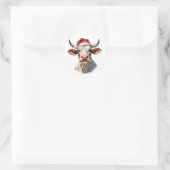 funny santa cow ラウンドシール (バッグ)