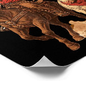 Funny Santa Cowboy Rodeo Reindeer Western Horse Ro ポスター (角)