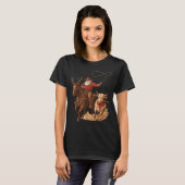 Funny Santa Cowboy Rodeo Reindeer Western Horse Ro Tシャツ (正面フル)