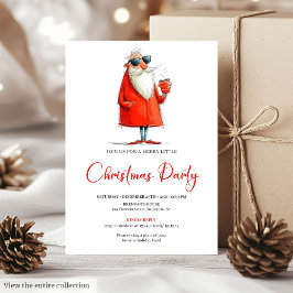 Funny Santa Custom Holiday Cocktail Invitation 招待状