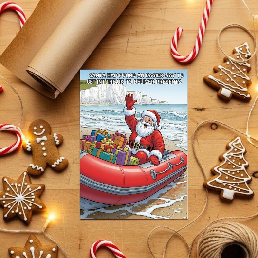 Funny Santa Dinghy Christmas  シーズンカード