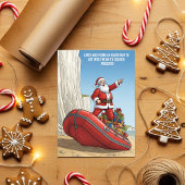 Funny Santa Dinghy Christmas シーズンカード
