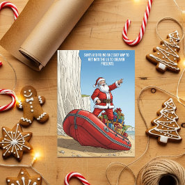 Funny Santa Dinghy Christmas  シーズンカード