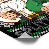 Funny Santa Drinking Beer Splitting G Christmas Ad ポスター (角)