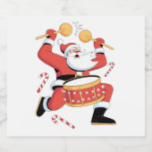 Funny Santa Drummer Ugly Christmas Xmas Drumming  スパークリングワインラベル (シングルラベル)