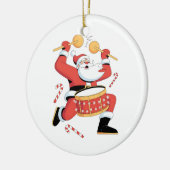 Funny Santa Drummer Ugly Christmas Xmas Drumming  セラミックオーナメント (左)