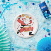 Funny Santa Drummer Ugly Christmas Xmas Drumming  ペーパープレート (パーティー)