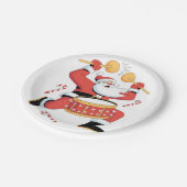Funny Santa Drummer Ugly Christmas Xmas Drumming  ペーパープレート (アングル)