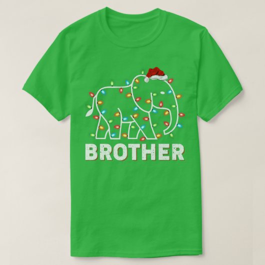 Funny Santa Elephant Xmas Lights Brother Elephant Tシャツ (デザイン正面)