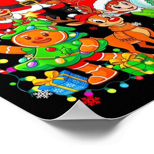 Funny Santa Elf Snowman Reindeer Gingerbread Chris ポスター (角)