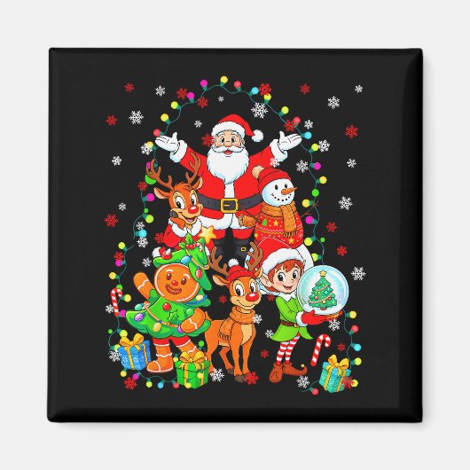 Funny Santa Elf Snowman Reindeer Gingerbread Chris マグネット (正面)
