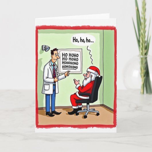 Funny Santa Eye Exam Doctor Christmas Card Joke カード (正面)