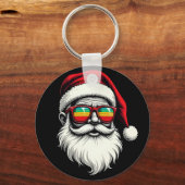 Funny Santa Face Retro Sunglasses Christmas  キーホルダー (正面)