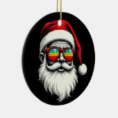 Funny Santa Face Retro Sunglasses Christmas セラミックオーナメント (右)