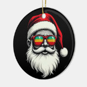 Funny Santa Face Retro Sunglasses Christmas セラミックオーナメント (左)