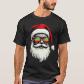 Funny Santa Face Retro Sunglasses Christmas Tシャツ (正面)