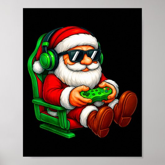 Funny Santa Gaming Gamer Pajamas Pjs Christmas Xma ポスター (正面)