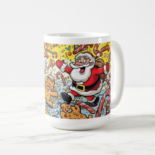 Funny Santa & Gingerbread Christmas Mug コーヒーマグカップ (正面右)
