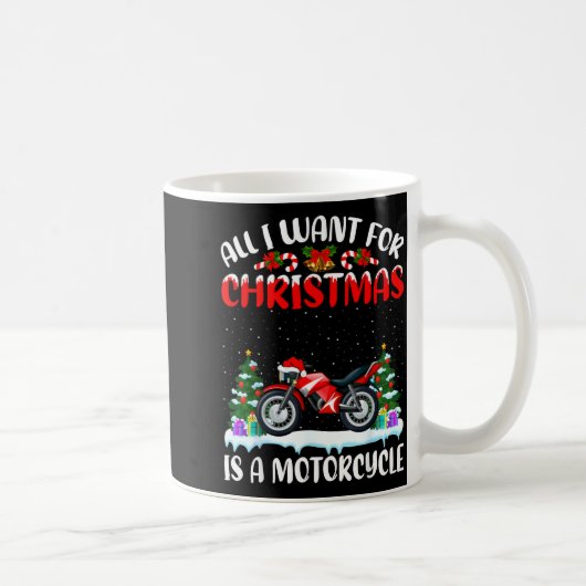 Funny Santa Hat All I Want For Christmas Is A Moto コーヒーマグカップ (右)