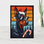 Funny Santa Hat Christmas Dobie Doberman Nscher カード (正面)