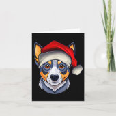 Funny Santa Hat Xmas Pajamas Blue Heeler Dog Chris カード (正面)