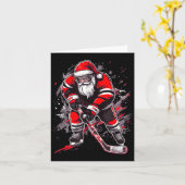 Funny Santa Hockey Christmas Retro Winter Player X カード (黄色い花)