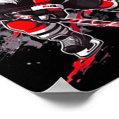 Funny Santa Hockey Christmas Retro Winter Player X ポスター (角)