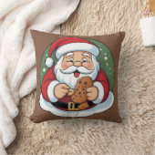 Funny Santa Holding Cookie Holiday Festive  クッション (ブランケット)