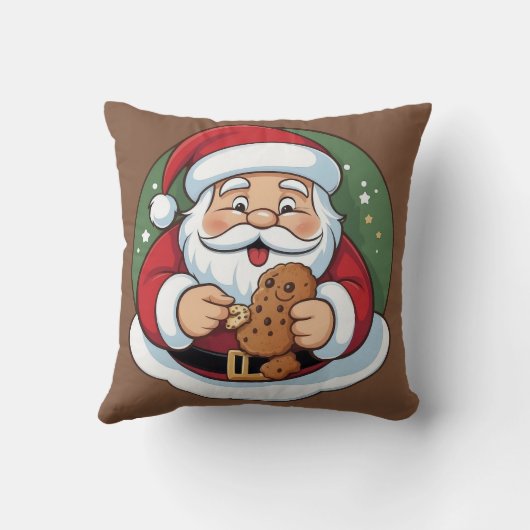 Funny Santa Holding Cookie Holiday Festive  クッション (裏面)