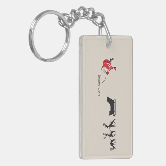 Funny santa 'I am coming' for sleigh キーホルダー (正面左)