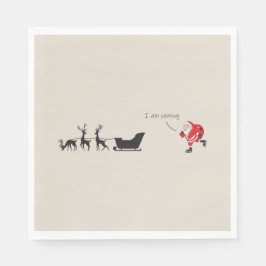 Funny santa 'I am coming' for sleigh スタンダードランチョンナプキン
