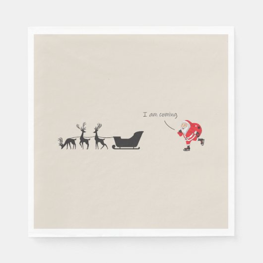 Funny santa 'I am coming' for sleigh スタンダードランチョンナプキン (正面)