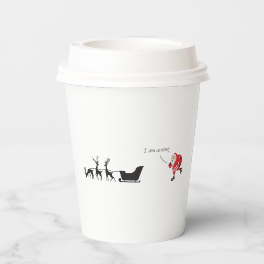 Funny santa 'I am coming' for sleigh 紙コップ (裏面)