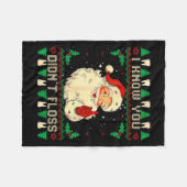 Funny Santa I Know You Didn't Floss Dentist Dental フリースブランケット (正面(横))