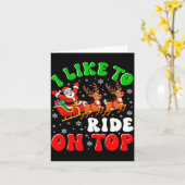 Funny Santa I Like To Ride On Top Christmas Couple カード (黄色い花)