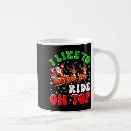 Funny Santa I Like To Ride On Top Christmas Couple コーヒーマグカップ (右)