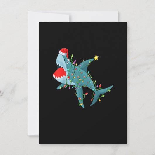 Funny Santa Jaws Shark Christmas Lights Merry Shar 招待状 (正面)