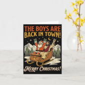 Funny Santa Jesus Rock Christmas Retro Vintage  カード (黄色い花)