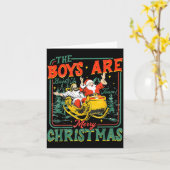 Funny Santa Jesus The Boys Are Back In Town Merry カード (黄色い花)
