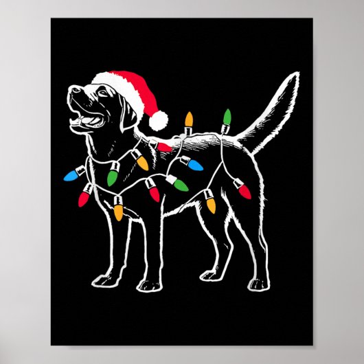 Funny Santa Labrador Retriever Christmas Lights Do ポスター (正面)
