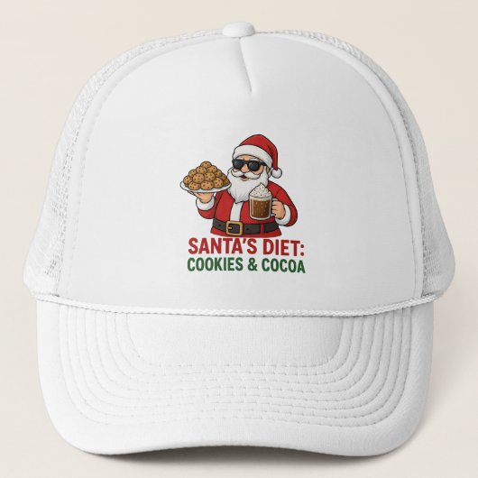 Funny Santa Mug – Santa’s Diet: Cookies & Cocoa キャップ (正面)