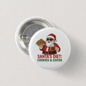 Funny Santa Mug – Santa’s Diet: Cookies & Cocoa 缶バッジ (正面&裏面)