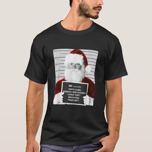Funny Santa Mugshot in Prison Christmas  Tシャツ (正面)