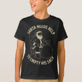 Funny Santa Needs Help To Empty His Sack Adult Hum Tシャツ (正面)