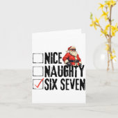 Funny Santa Nice Naughty Six Seven Meme 67 Christm カード (黄色い花)