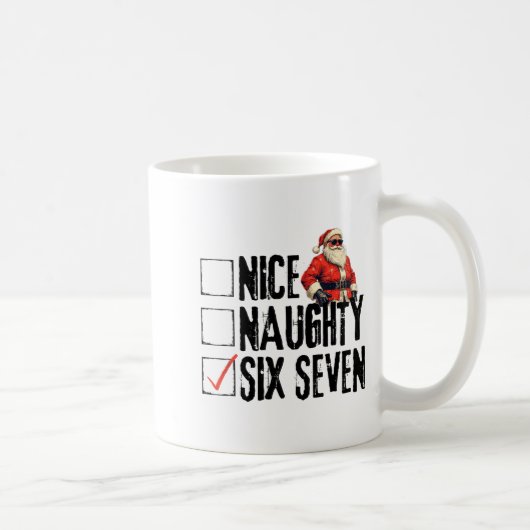 Funny Santa Nice Naughty Six Seven Meme 67 Christm コーヒーマグカップ (右)