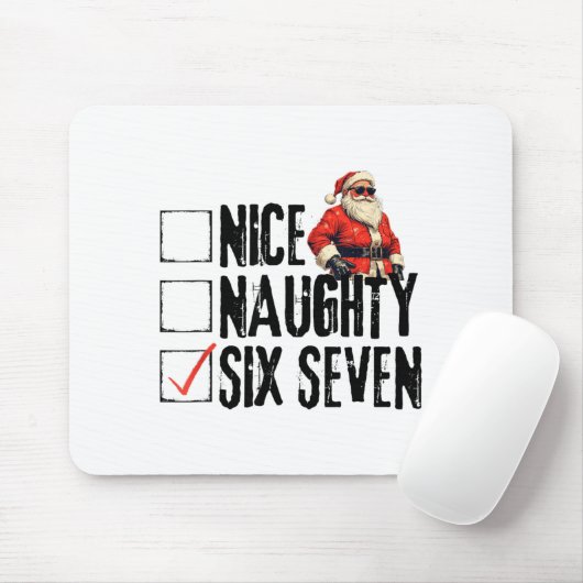 Funny Santa Nice Naughty Six Seven Meme 67 Christm マウスパッド (マウス)