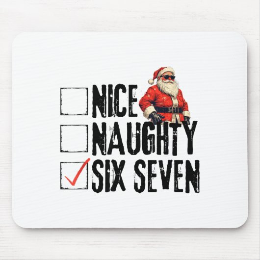 Funny Santa Nice Naughty Six Seven Meme 67 Christm マウスパッド (正面)