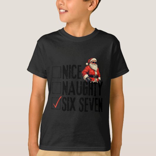 Funny Santa Nice Naughty Six Seven Meme 67 Christm Tシャツ (正面)