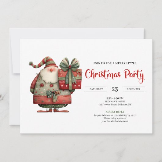 Funny Santa office party modern Christmas invite 招待状 (正面)